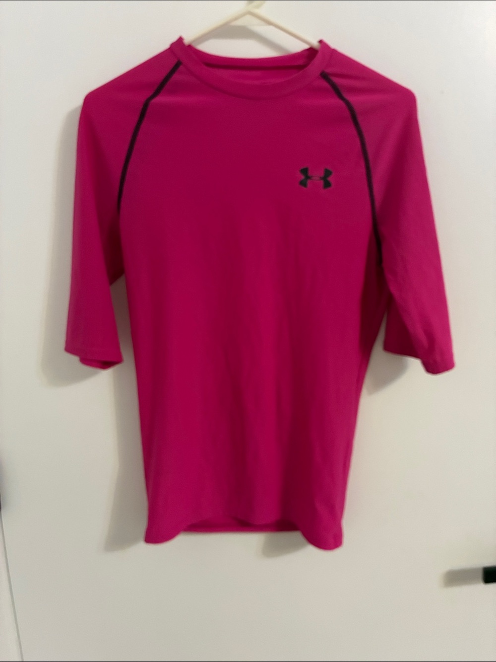 Under Armour Hot Pink Long-Sleeve Performance Tee with Black Accents